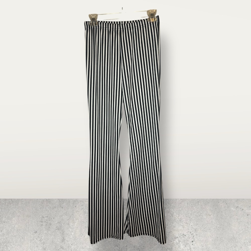 Nasty Gal Black & White Striped Flare Pants